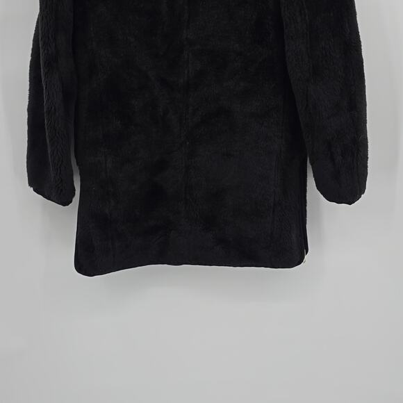 J. Crew Zip Up Plush Fleece Coat Black Faux Fur Teddy Jacket Women's Size S - Picture 6 of 11